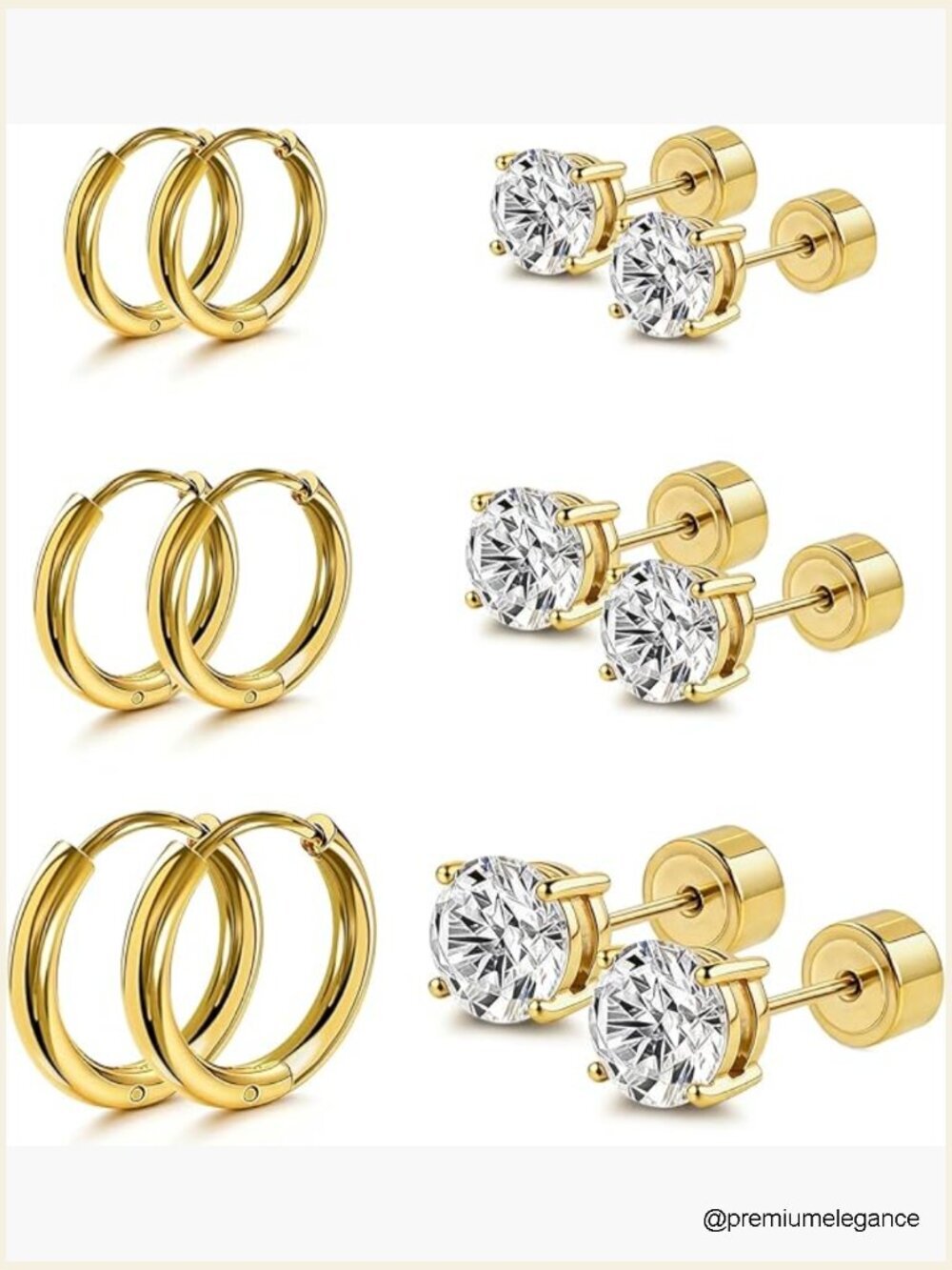 20G Flat Back Studs & Hoops, Hypoallergenic Surgical Steel Earrings, Sparkling
